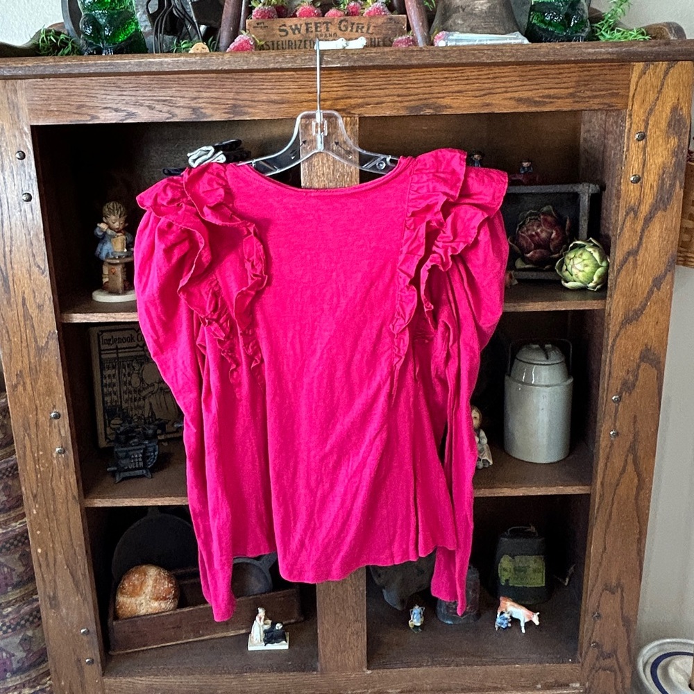 Red Ruffles Anthropologie Top - Picture 5 of 5
